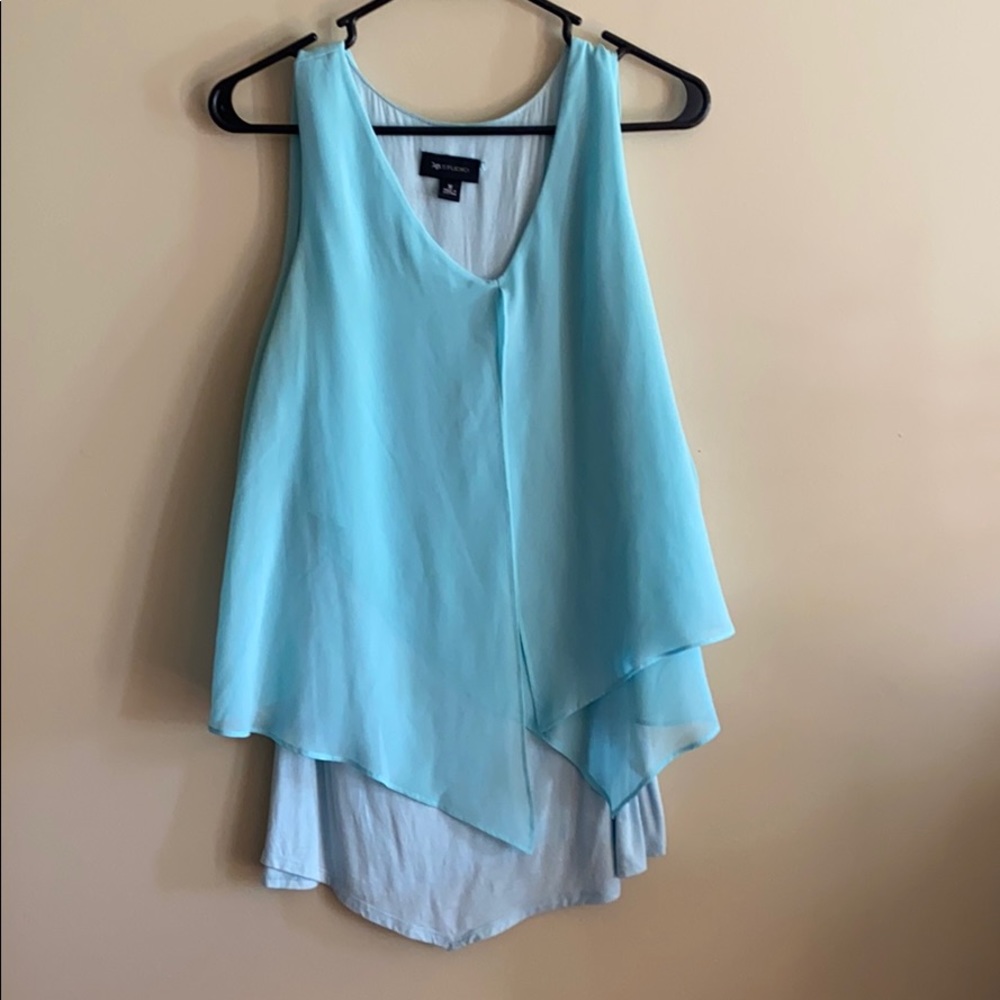 AB Studio aqua sleeveless blouse